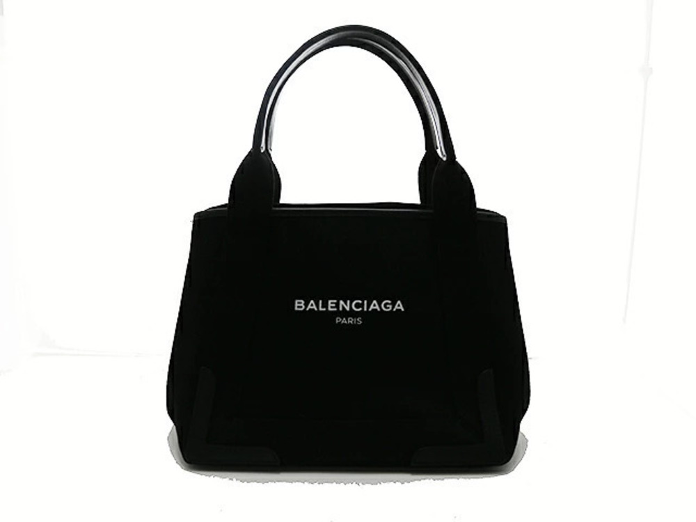 Balenciaga handbag Navy Blue cabas black canvas calfskin pouch